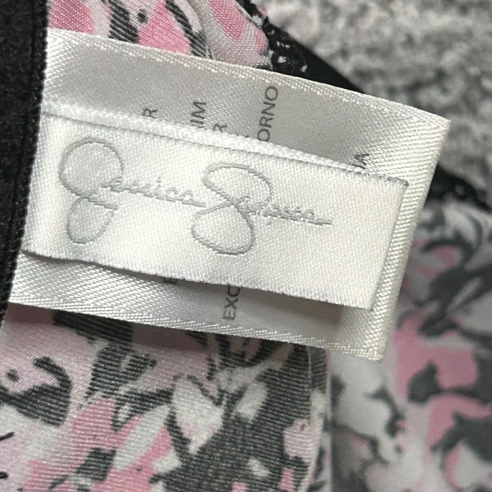 Jessica Simpson Floral Chemise Pink Black Mesh Slip Medium Coquette Y2K Dainty